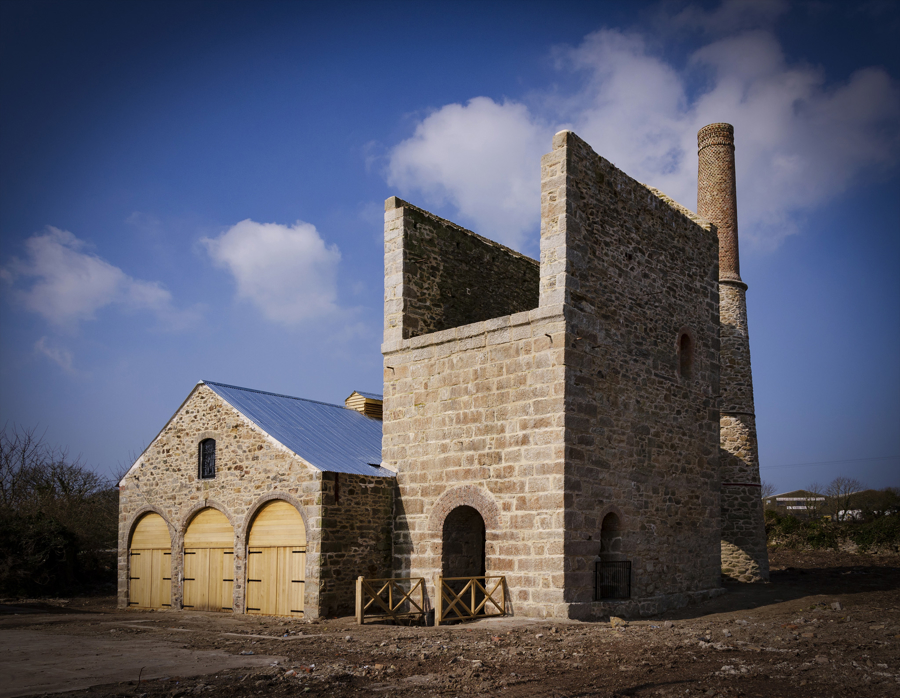 The Wheal Busy pumping engine and boiler houses after conservation